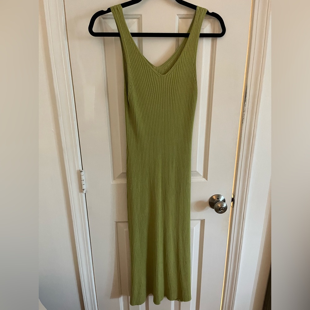 Green Ribbed Bodycon Dress